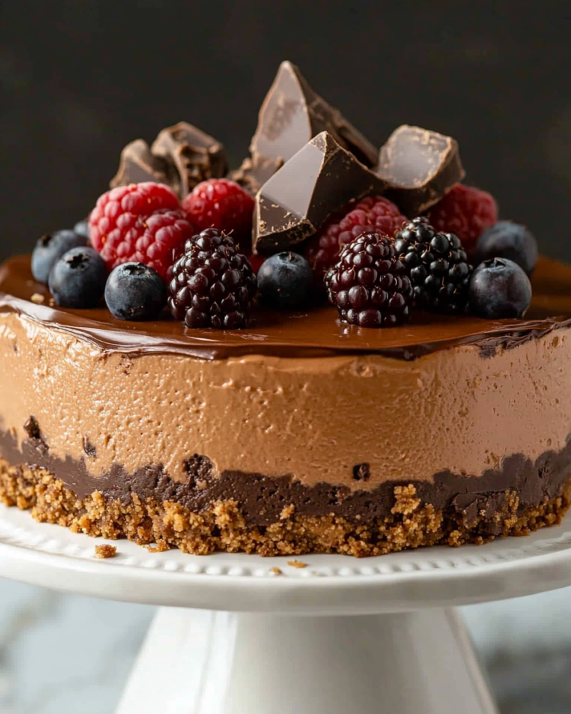 Tarta de Queso de Chocolate con Base de Galleta