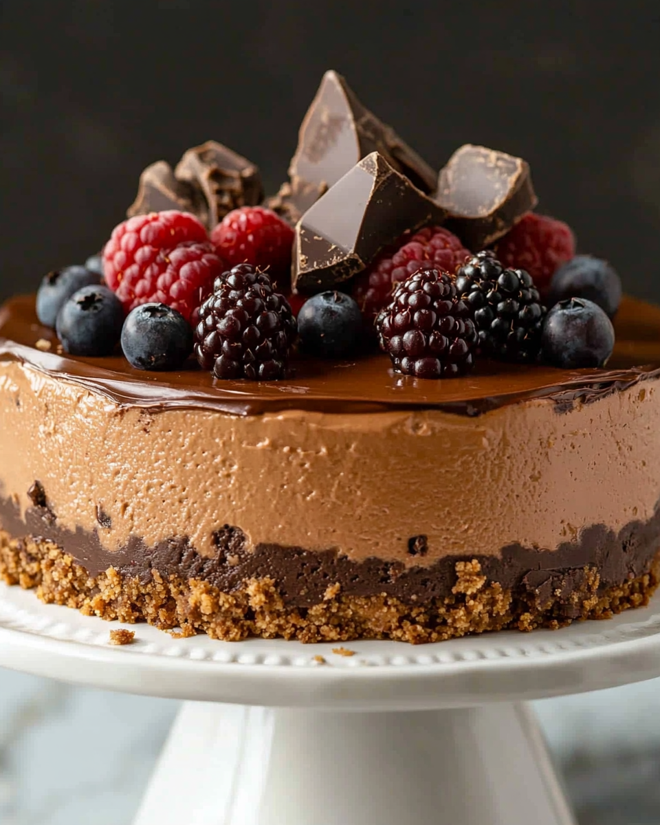 Tarta de Queso de Chocolate con Base de Galleta