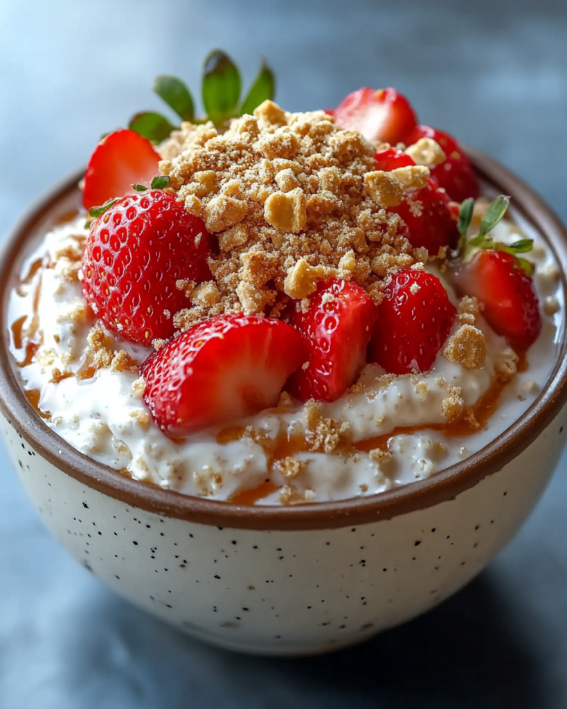 Tarta de Queso de Fresa en Avena Nocturna