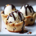 Tazas de Masa de Galleta con Helado de Vainilla