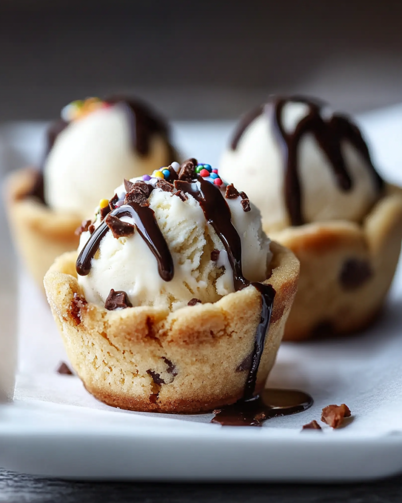 Tazas de Masa de Galleta con Helado de Vainilla