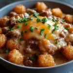Tazón de Desayuno con Tater Tots y Salsa de Salchicha