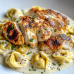 Tortellini Alfredo con Pollo a la Parrilla