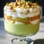 Trifle de Cheesecake de Pistacho Ligero y Esponjoso