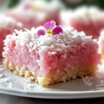 Barras de Pastel de Coco Rosa que Sorprenden