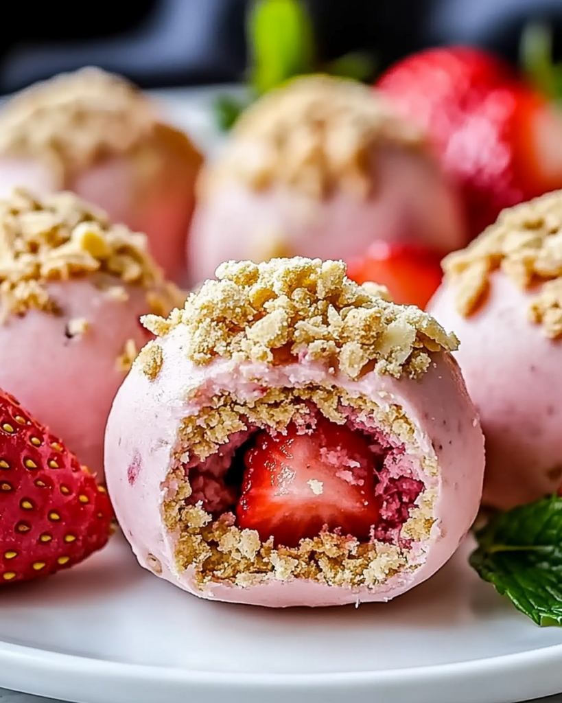 Bolas Energéticas de Cheesecake de Fresa