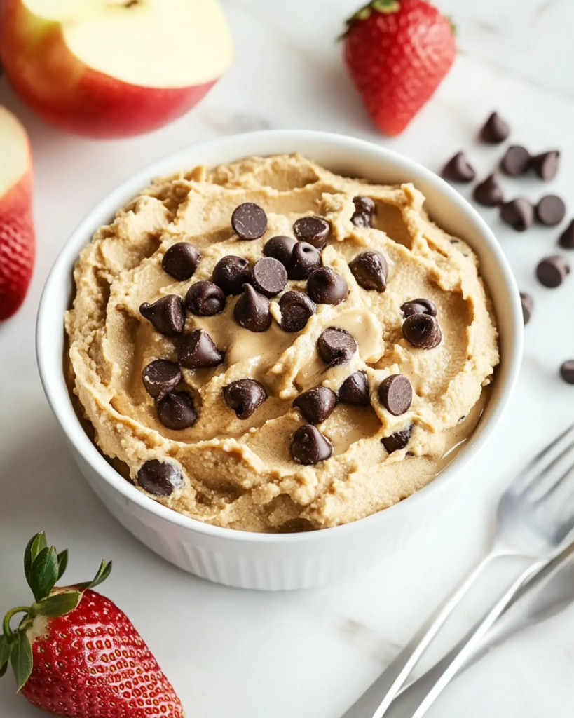 Dip de Masa de Galleta con Mantequilla de Maní y Chispas de Chocolate