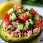 Ensalada Mediterránea de Atún en Aguacates Rellenos