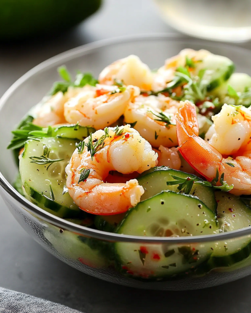 Ensalada Refrescante de Pepino y Camarones