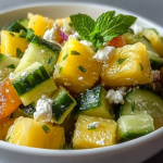 Ensalada Refrescante de Piña y Pepino con Feta
