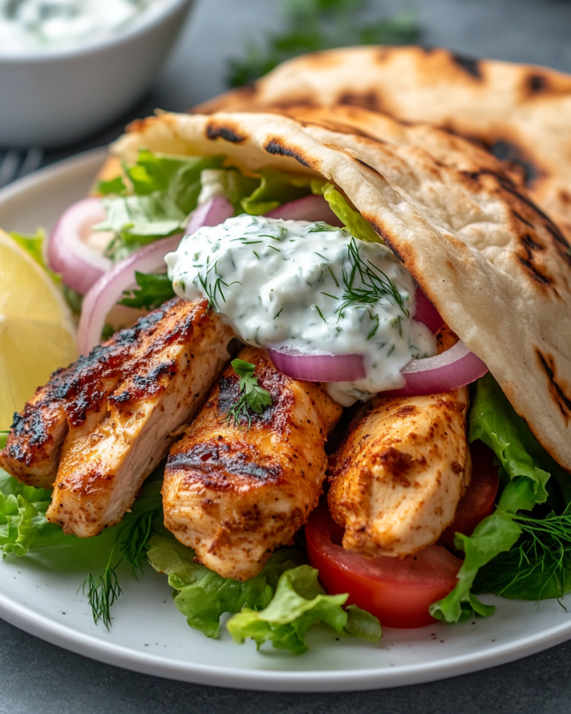 Gyro de Pollo Griego con Tzatziki