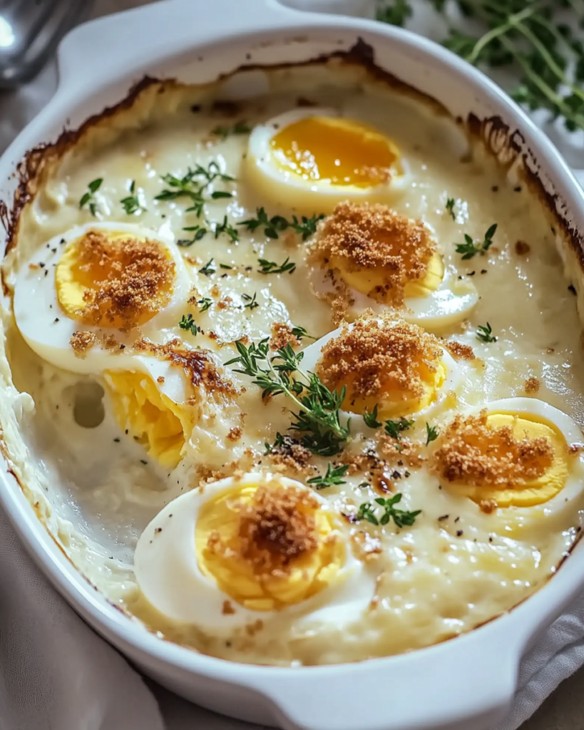 Huevos Gratinados a la Salsa Bechamel