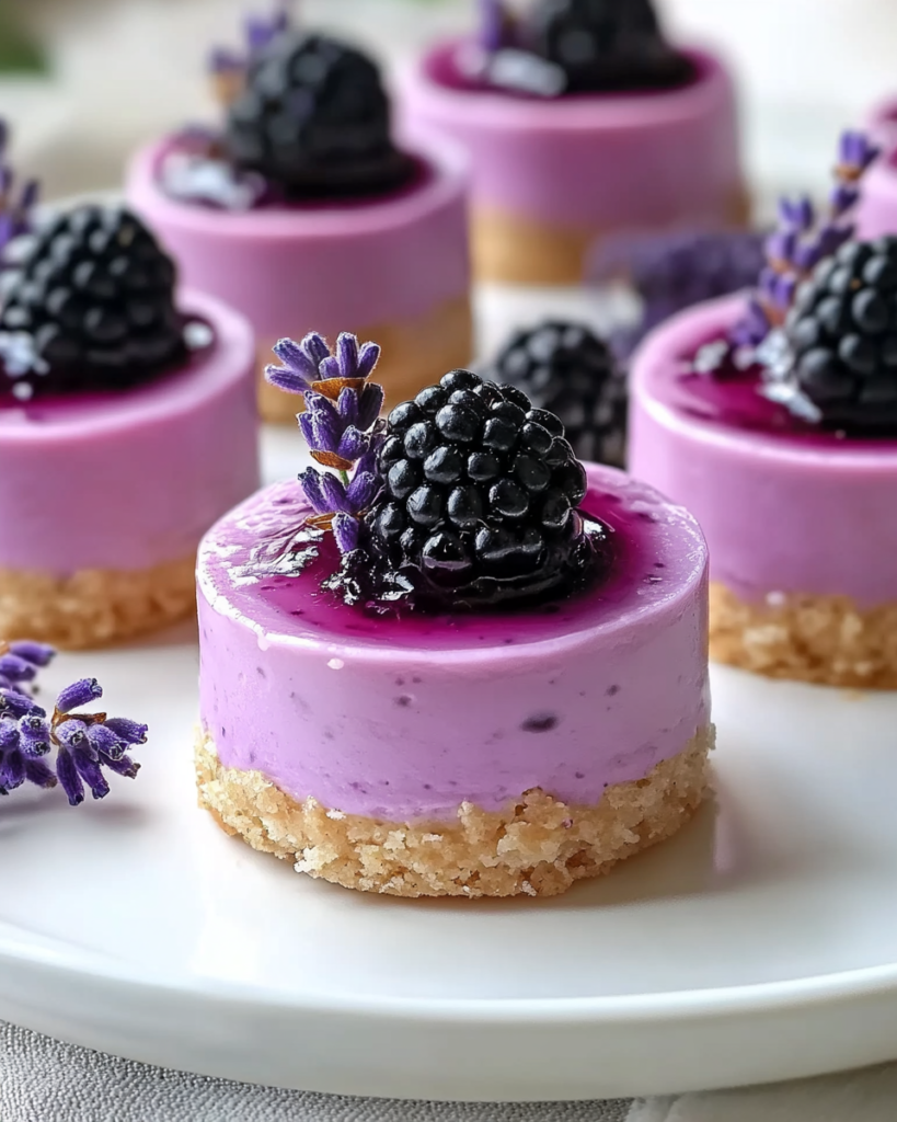 Mini Cheesecakes de Mora y Lavanda