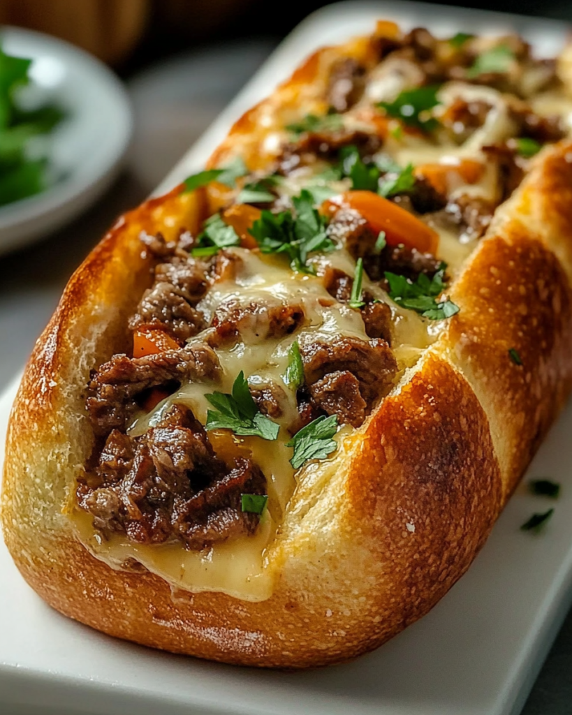 Pan de Ajo Relleno de Cheesesteak