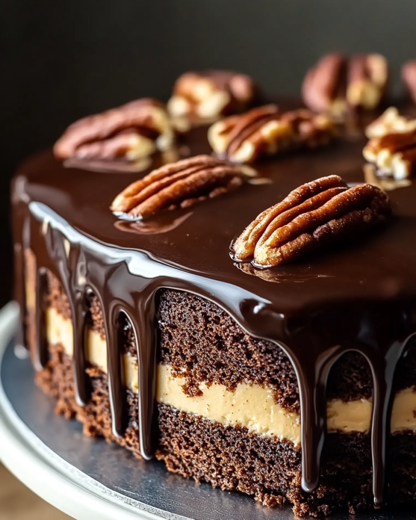 Pastel Pegajoso de Chocolate y Nueces Pecanas