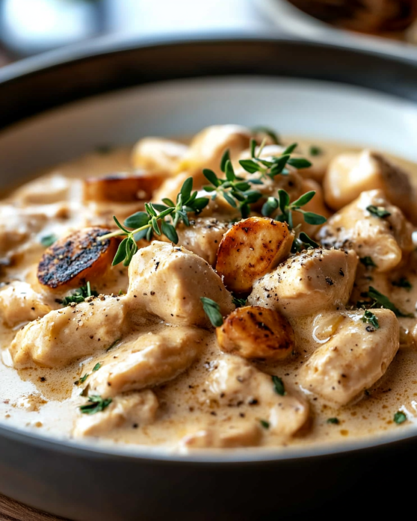 Pollo Stroganoff Dorado con Semilla de Wattleseed