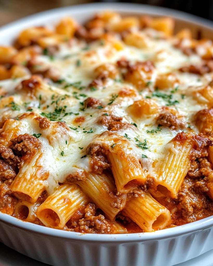 Rigatoni al Horno con Carne y Queso