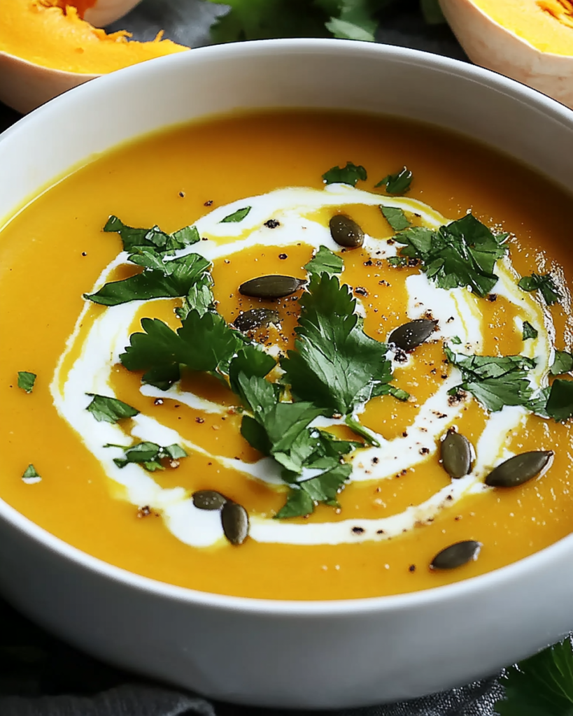 Sopa Cremosa de Calabaza Butternut con Leche de Coco