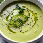 Sopa Cremosa de Espárragos con Hierbas Frescas y Placer de Aguacate