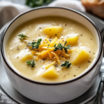 Sopa Sustanciosa de Patatas con Cheddar, Ajo y Hierbas
