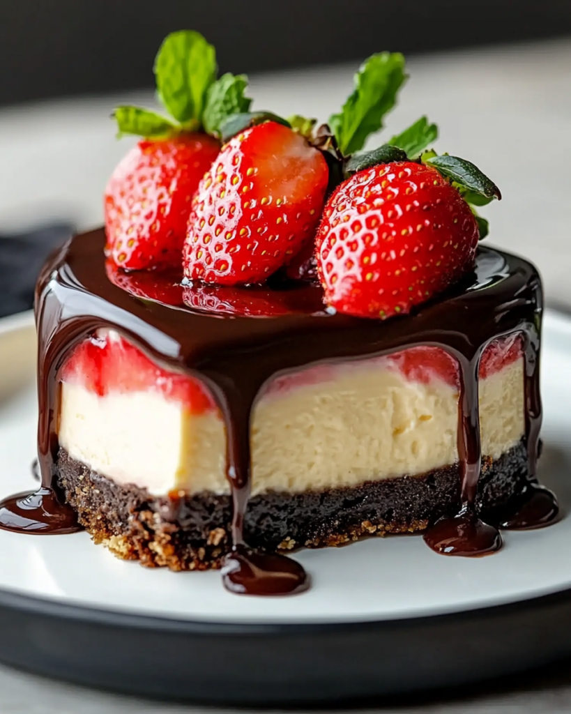 Tarta de Queso de Fresa con Chocolate