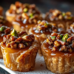 Tazas de Baklava de Caramelo y Nueces Pecanas