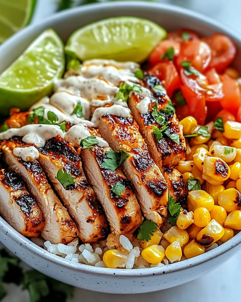 Tazón de Arroz con Pollo y Elote Callejero