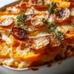 Gratin de Batata con Cebollas Caramelizadas y Queso First Image First Image