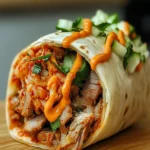 Burrito Coreano Sabroso con Cerdo Cocido a Fuego Lento y Mayonesa de Kimchi First Image First Image