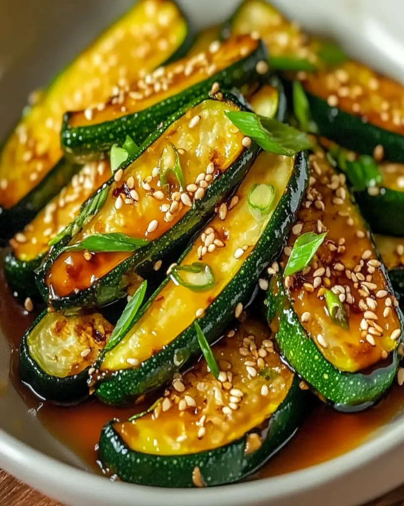 Zucchini al estilo japonés con salsa de soja y sésamo First Image First Image