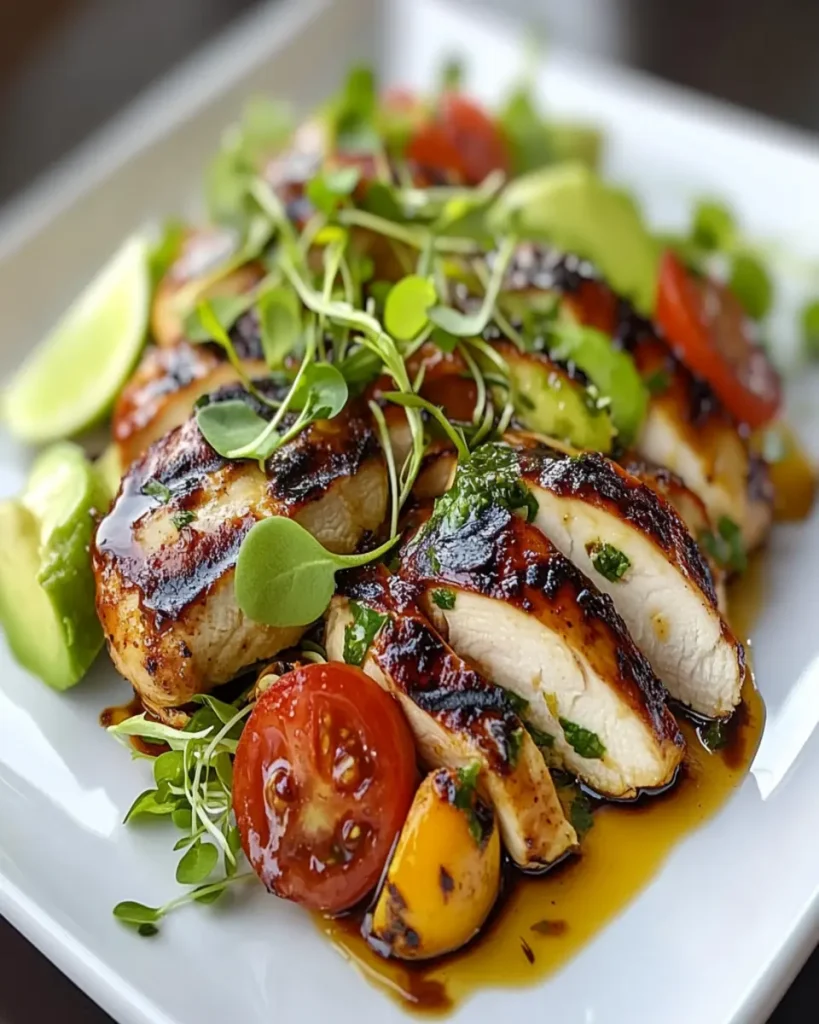 Pollo a la parrilla con aguacate californiano First Image First Image