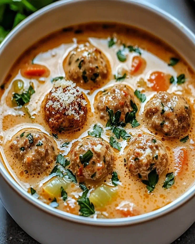 Sopa Cremosa de Albóndigas Italianas First Image First Image