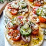 Mini Pizzas Griegas en Pan Plano First Image First Image