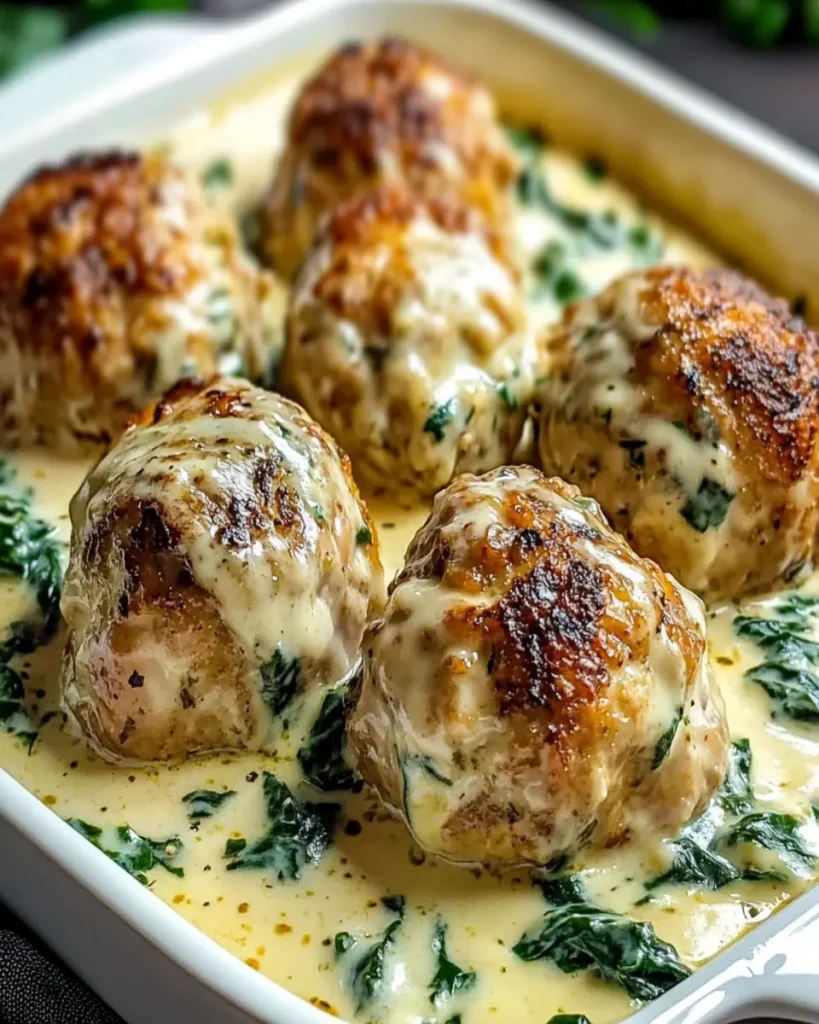 Pollo al Horno al Estilo Sureño con Albóndigas de Ricotta y Espinacas en Salsa Alfredo First Image First Image