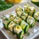 Brochetas de Pepino y Feta con Eneldo y Ralladura de Limón First Image First Image