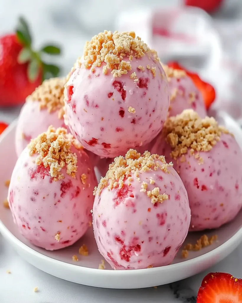 Bolas de Proteína de Cheesecake de Fresa First Image First Image