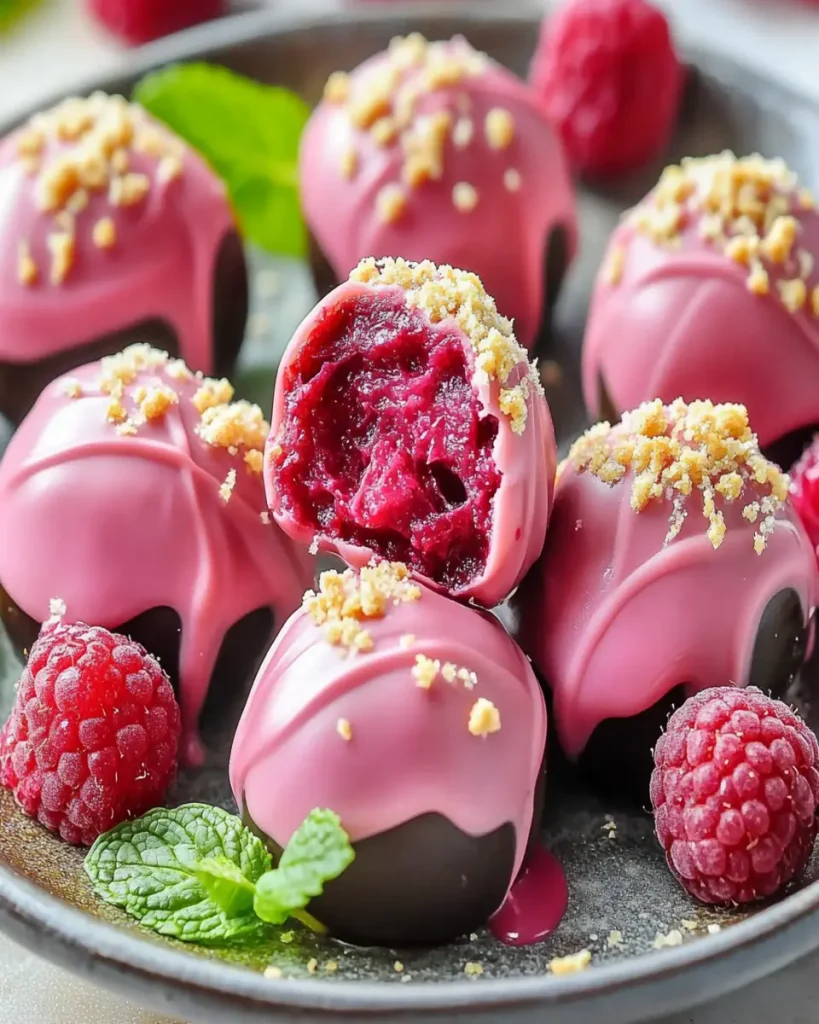 Trufas de Cheesecake de Frambuesa sin Hornear First Image First Image