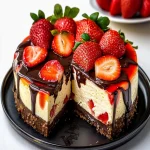 Tarta de queso con chocolate y fresas First Image First Image