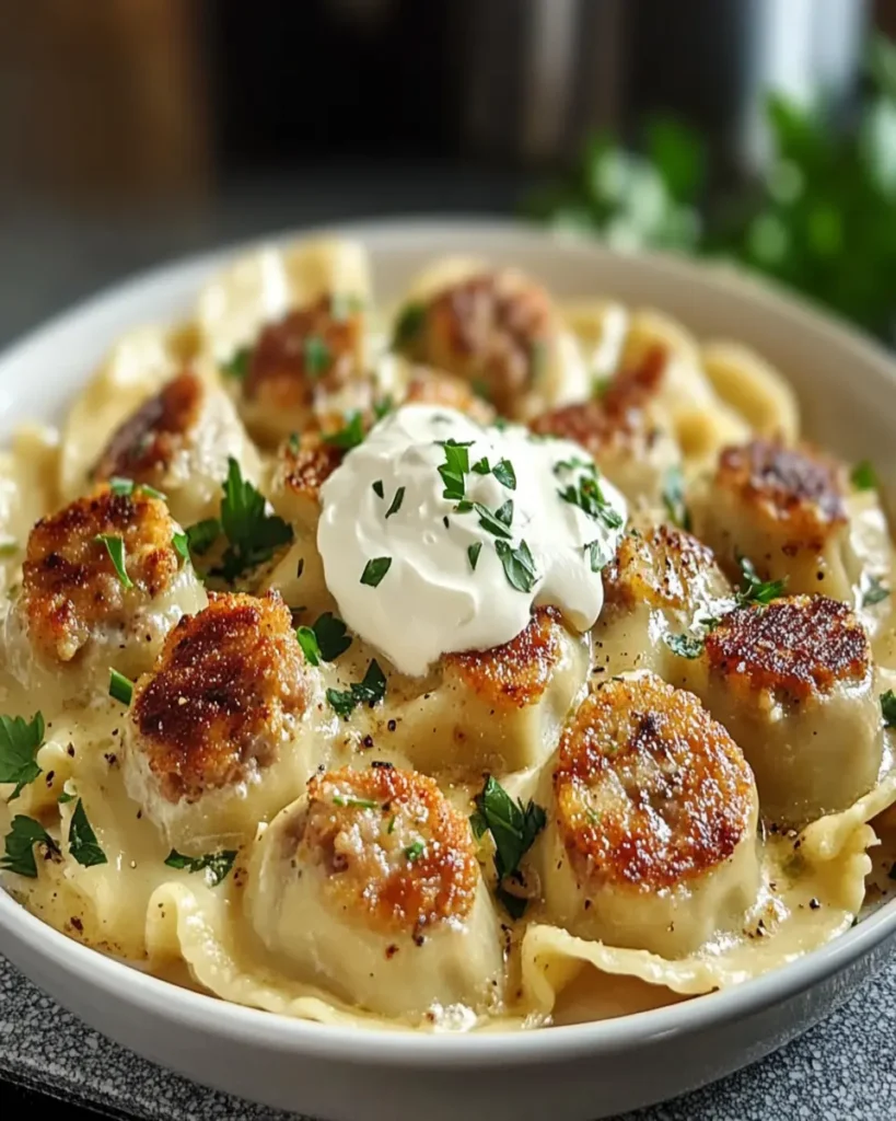 Pierogi Cremosos con Salchicha de Pavo en Una Sola Sartén First Image First Image