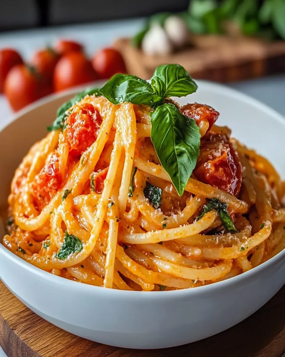 Pasta Cremosa de Tomate y Ajo First Image First Image