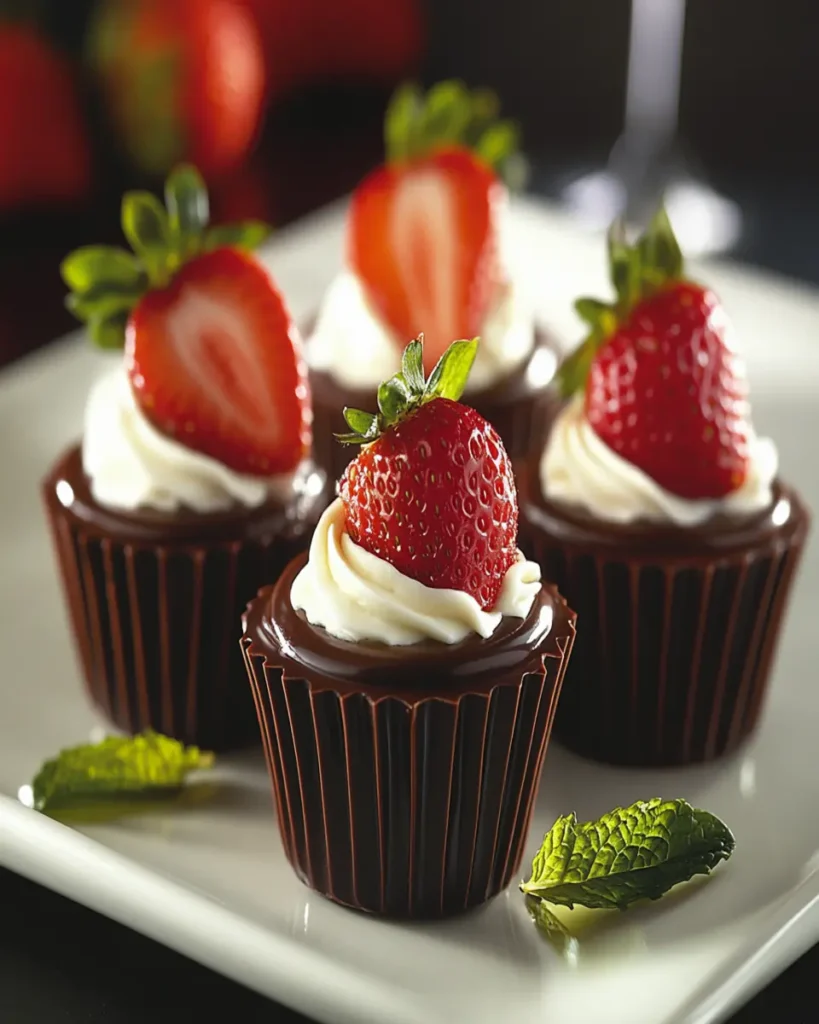 Copas de Chocolate y Fresa Elegantes First Image First Image
