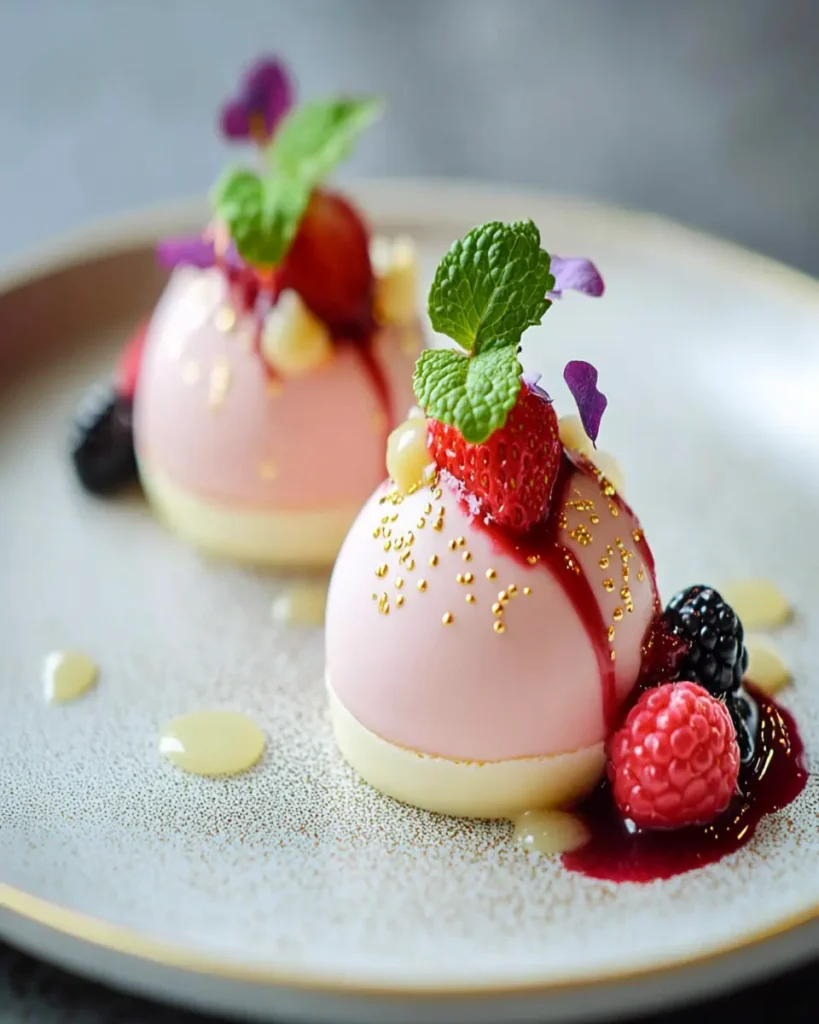 Mousse de Fresa y Chocolate Blanco en Esferas First Image First Image