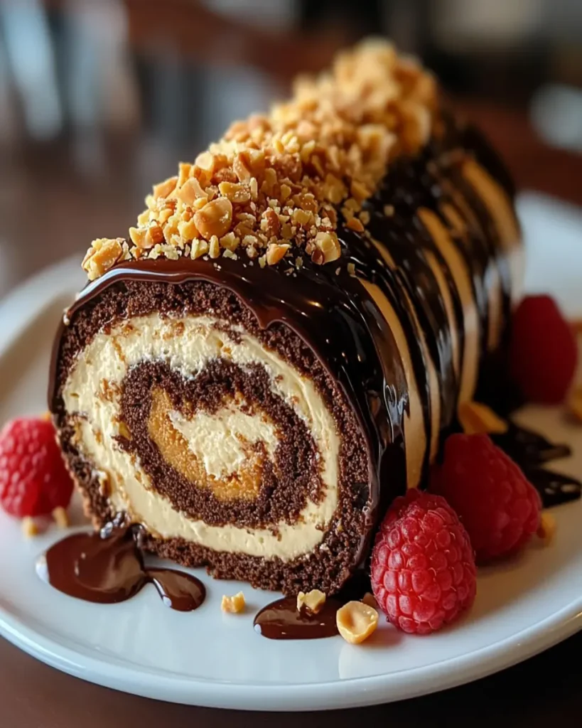 Pastel Rollo de Chocolate con Crema de Cacahuate First Image First Image