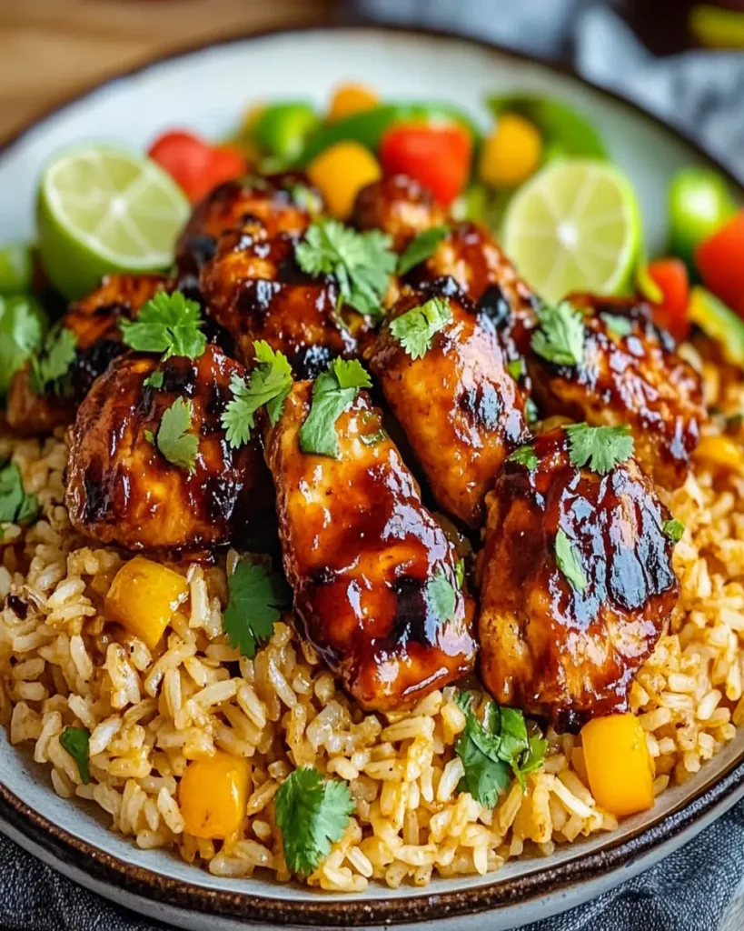 Arroz con pollo BBQ y miel First Image First Image
