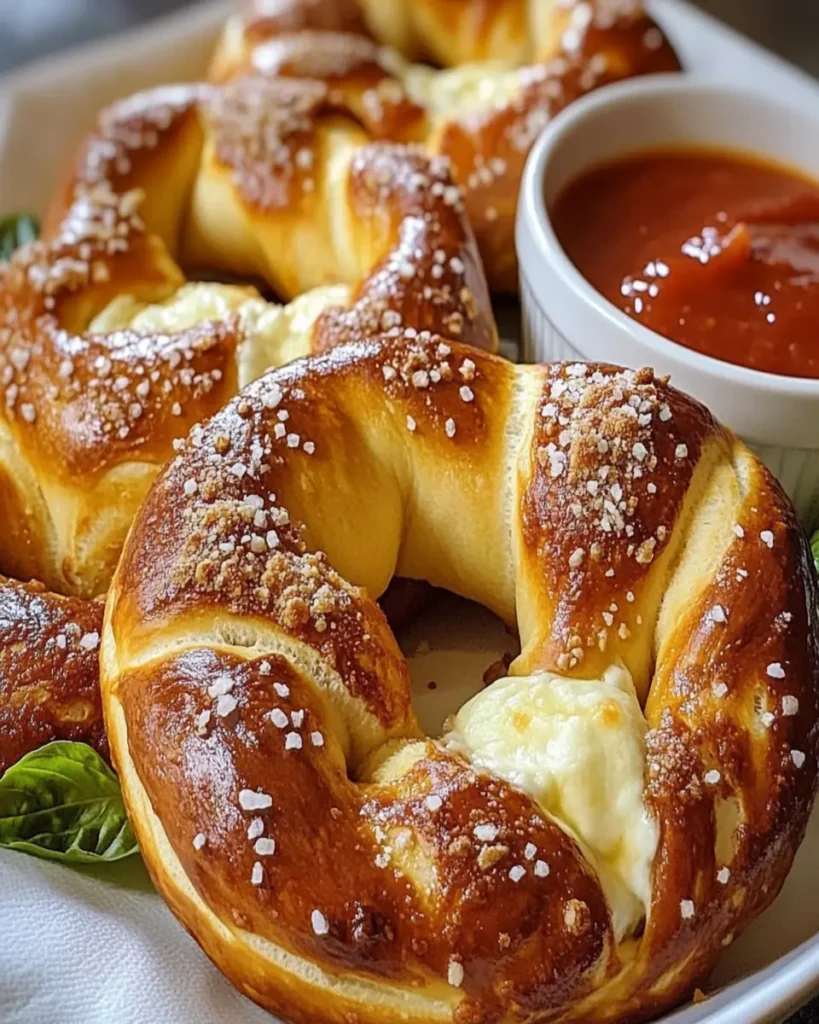Pretzels suaves rellenos de mozzarella First Image First Image