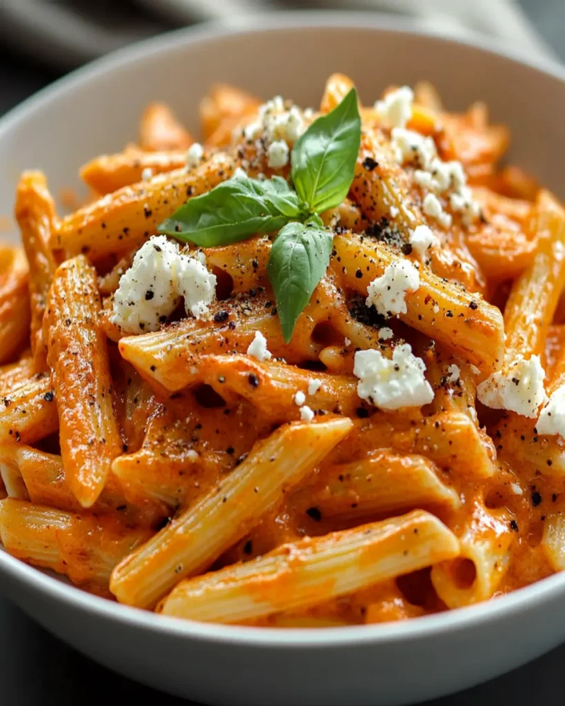Pasta Cremosa con Pimientos Rojos Asados y Feta First Image First Image
