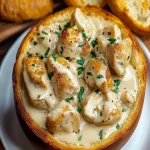 Tazones de Pan con Pollo Alfredo y Ajo First Image First Image