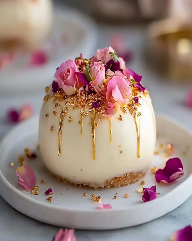 Bombas de Cheesecake de Vainilla y Rosa con Glaseado Dorado First Image First Image
