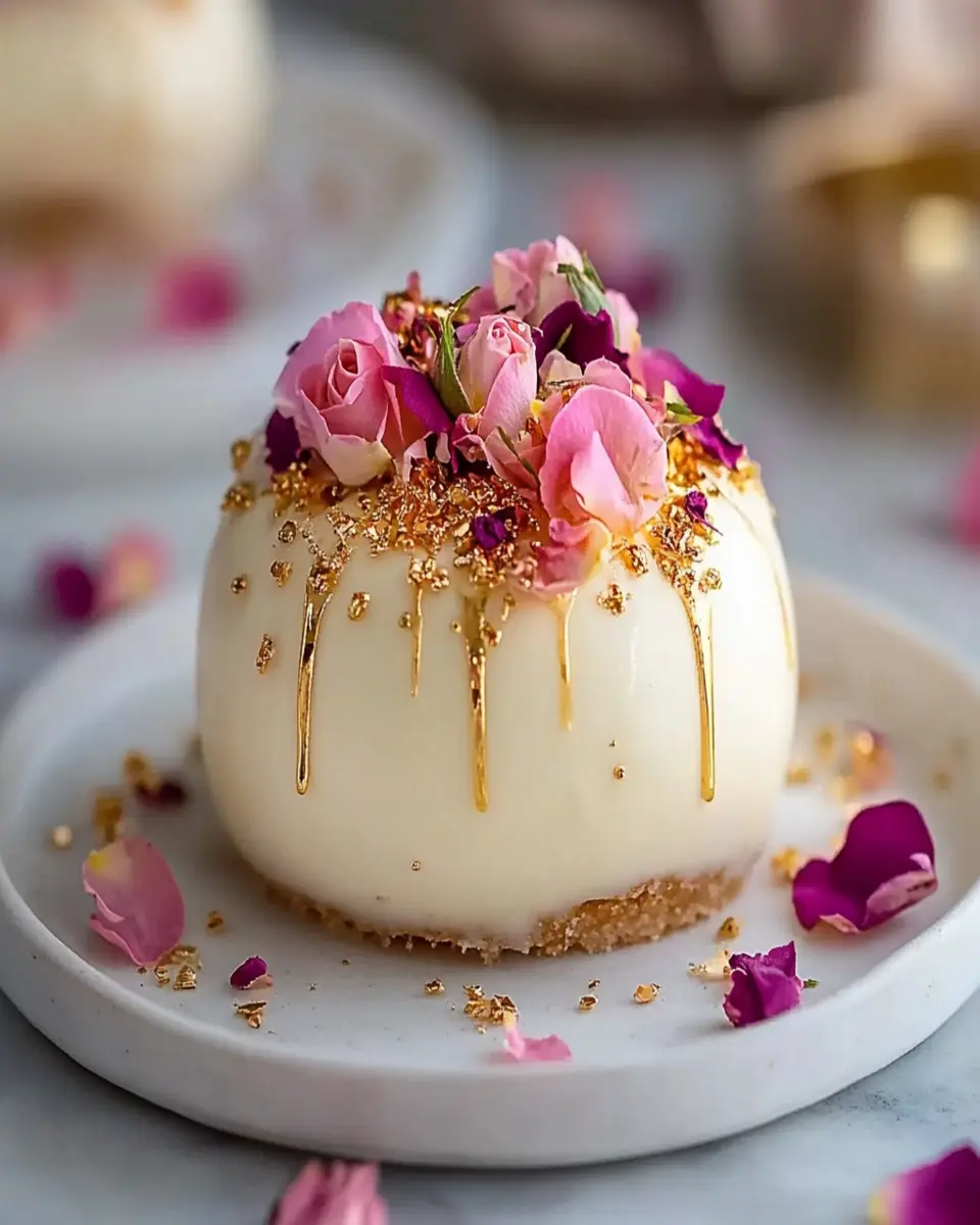 Bombas de Cheesecake de Vainilla y Rosa con Glaseado Dorado First Image First Image