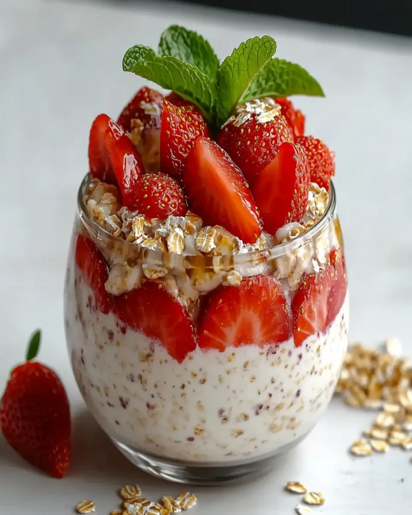 Tarta de Queso de Fresa en Avena Nocturna First Image First Image